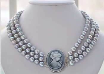 

FREE SHIPPING 00143 GRAY ROUND FRESHWATER PEARL NECKLACE