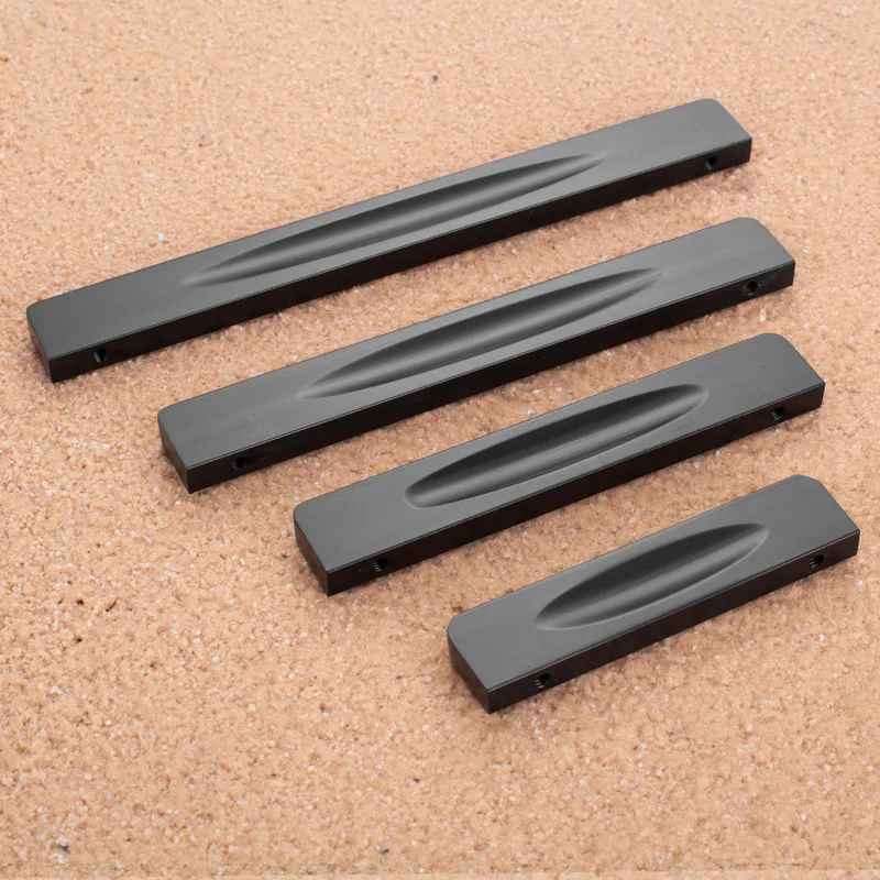 Black Simple Rectangle Aluminum Alloy Door Handles For Wardrobe