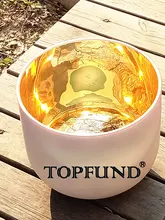 "TOPFUND чистого золота покрытием матовый чакра Кристалл поющая чаша 8"" С ABCDEFG с свободным молотком и o-кольца"