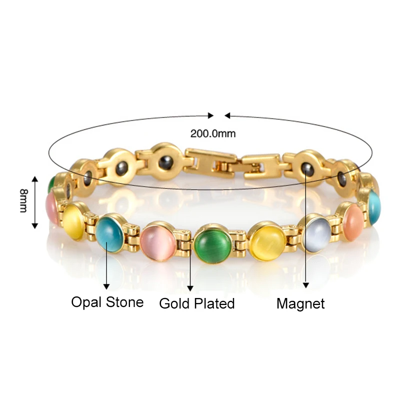 Амулеты красочные натуральный камень магнитные браслеты и браслеты для женщин Цвет опалового золота Медь Шарм здоровья браслет