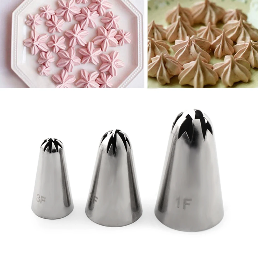 

3PCS Flower Cherry Blossoms Icing Piping Nozzles DIY Cream Pastry Nozzle Stainless Steel Cakes Cupcake Decorating Baking Tools