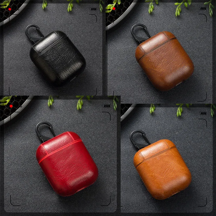 

For Airpods Cases Protective Cover PU Leather Hook Clasp Keychain Anti Lost Fashion headphoens Apple airpod Earphone Case Protec
