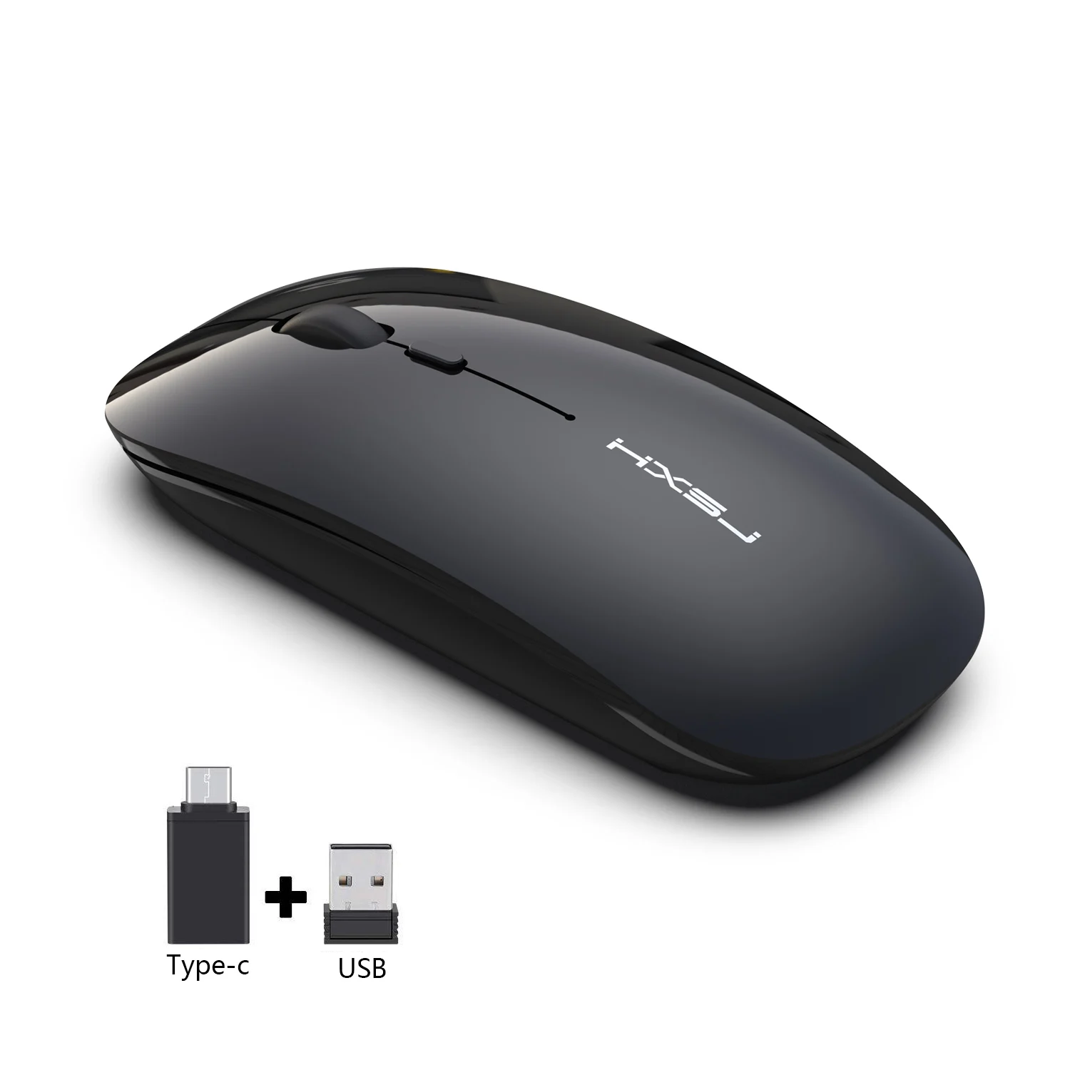 

HXSJ Type C or USB Wireless Mouse 2.4ghz adjustable1600 DPI Built-in rechargeable battery Optical Mute Mice For PC Laptops