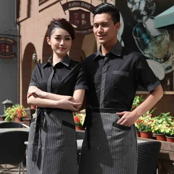 

(10 set-Shirt&Apron) new style waiter and waitress Western restaurant work wear with apron made in China by /
