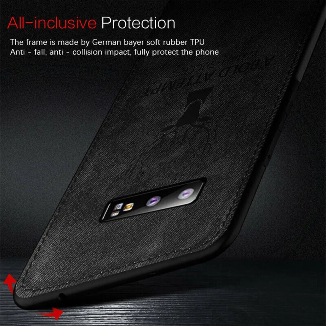 Luxury Cloth Skin Fabric TPU Leather Matte Phone Case Back Cover Capa For Samsung Galaxy S10 Plus S10E S10 Business Coque Fundas