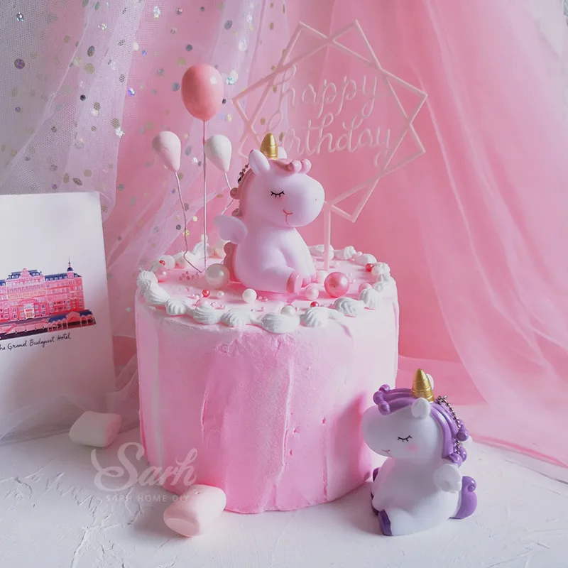 Розовый фиолетовый прекрасный единорог шар торт украшения день рождения украшения для выпечки милые подарки