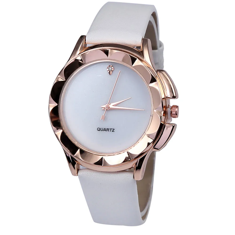 

Hot Sale Women Leather Strap Watch Simple Business Fashion Quartz Wrist Watch Ladies Temperament Rhinestone Flash Clock Reloj #W