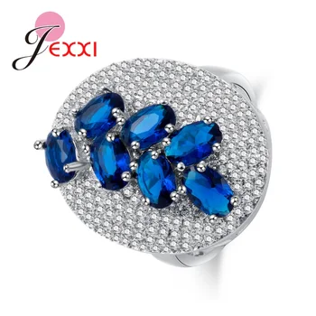

Shinning Special Seven Blue Oval Cubic Zirconia Great Number Rhinestone Anniversary Rings Good Jewelry