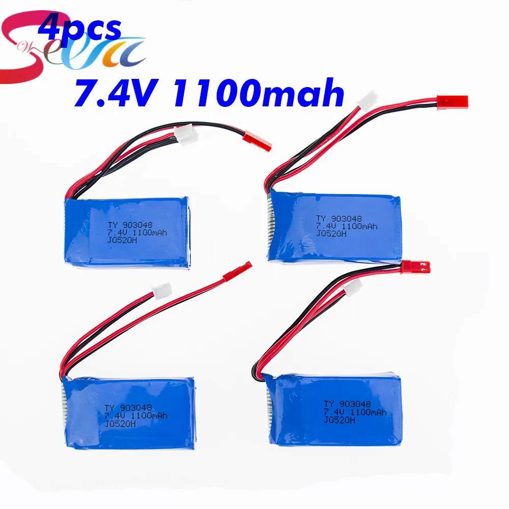 

4pcs 7.4V Wltoys A949 A959 A969 A979 K929 LiPo Battery 1100mah Lipo Battery 7.4V For Wltoys a959 RC Helicopter Airplane Car Boat