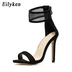 Eilyken 2018 новые женские сандалии гладиаторы туфли-лодочки на молнии вечерние леди обувь шпильки женские босоножки абрикос черный