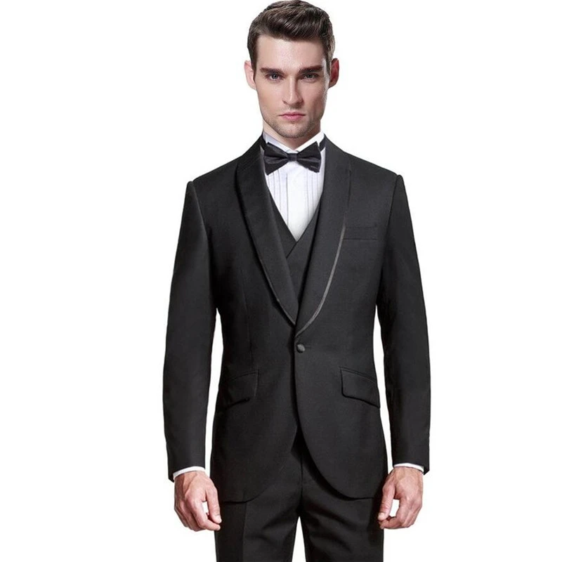 Modieuze mannen pakken mannen pak Black wedding suits voor mannen apple kraag knop om aanpassen de bruidegom pak|mens suits black|black wedding suitsuit black - AliExpress