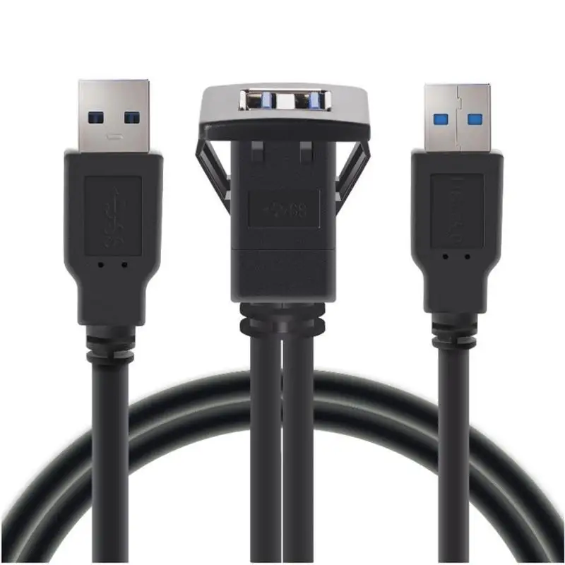 

ALLOYSEED 2m/6.5ft Dual USB3.0 Male to Female Car Flush Mount Extension Cable for Car Truck Boat Motorcycle Dashboard Panel