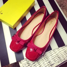 Hot Sale New Fashion Bowtie Sweet Flat Scoop Shoes PU Leather Square Toe Shallow Mouth Single Woman Flats Free Shipping ST184