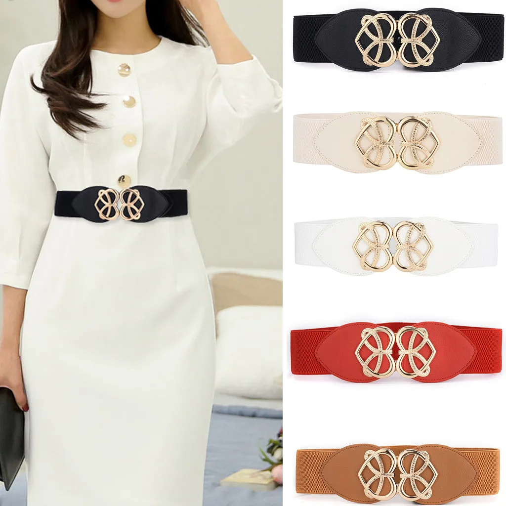 

SAGACE 2019 Stretch Wide Waist Fashion Gold Large Buckle Belt Girdle Female Body Sculpting Cummerbund Elastic Solid Women