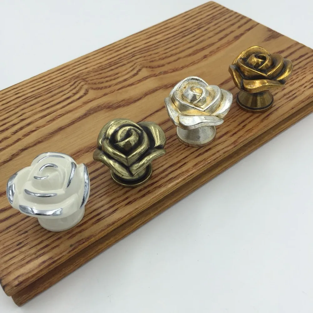 

Home Decorative Rose Flower Shape Cabinet Cupboard Drawer Knob Furniture Handle Wardrobe Pull 8PCS