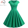 Pink Summer Dress Women V Neck Big Swing Vintage Dress Robe Femme Elegant Retro pin up Party Office Midi Dresses Plus Size ► Photo 3/6