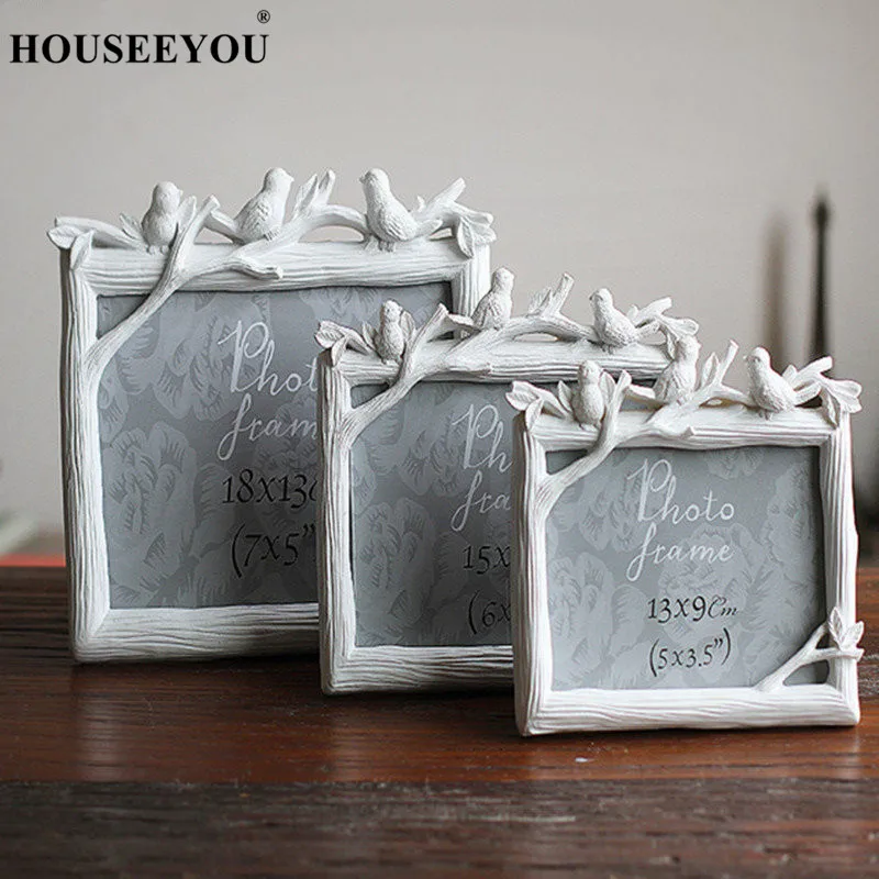 

Retro Decoration Crafts Photo Frame Creative Resin Bird and Tree Picture Frame Vintage Photo Frame Wedding Home Decor Ornaments