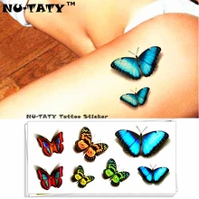 Nu-TATY, светящаяся бабочка, 3d временная татуировка, боди-арт, флеш-тату, наклейка 19*9 см, водостойкая, тату, домашний декор, наклейка на стену