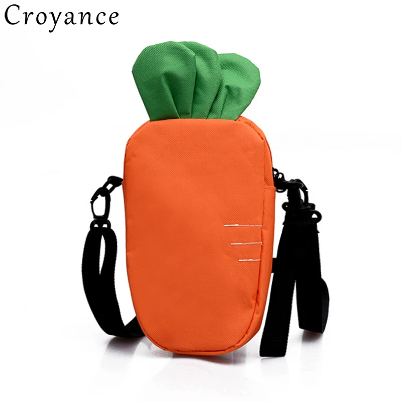 

Croyance Women Handbags Cute Cartoon Carrot Shoulder Bags Female Canvas Bucket Bag Crossbody Phone Purse