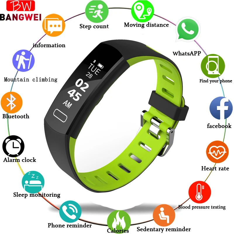 

2019BANGWEI Smart Sport Watch Men Fitness Tracker Women Heart Rate Monitoring Pedometer Waterproof Bluetooth Smart Wristwatch