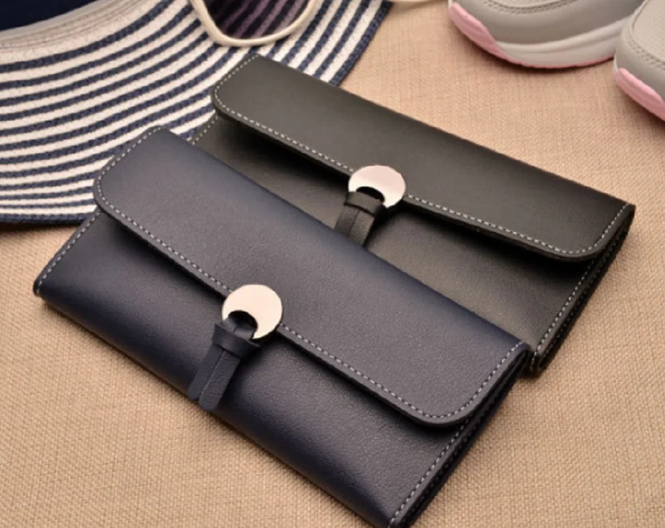 Женские Длинные кошелёк Корейская модель пряжки три раза мягкий кошелек мульти