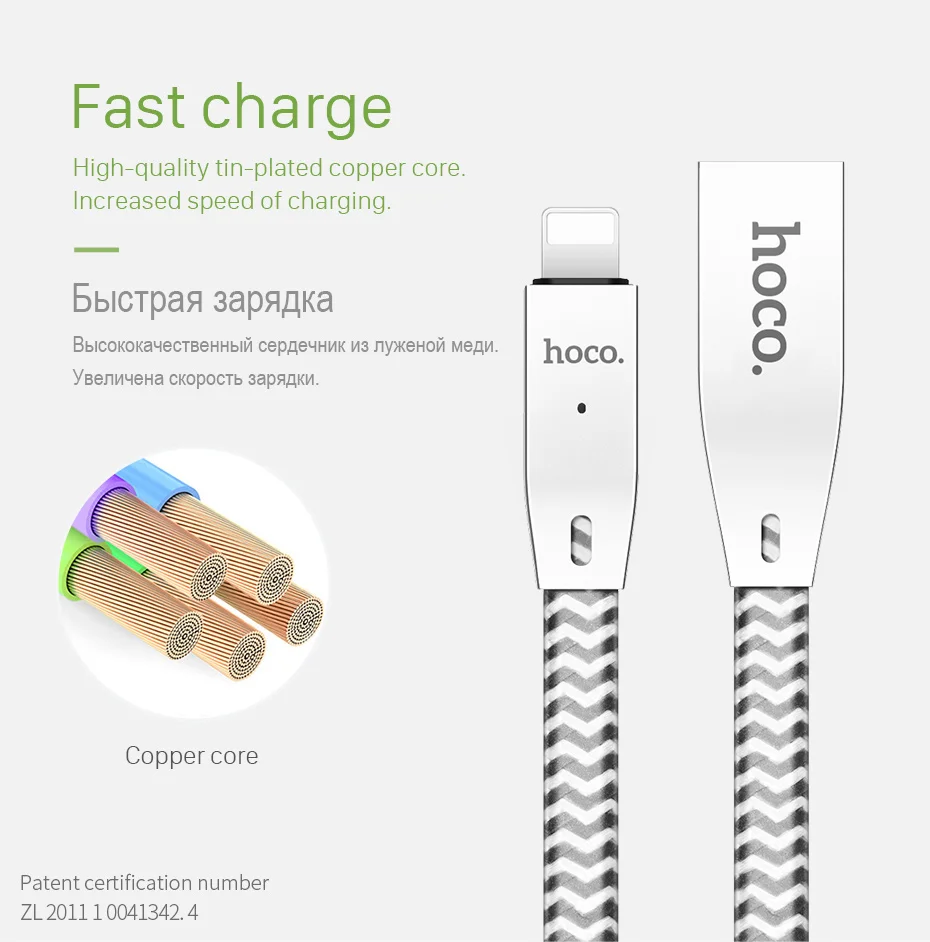 HOCO USB кабель для iPhone X XR XS MAX 8 7 6s Plus светильник ning кабель для iPad мобильного телефона 2.4A кабель передачи данных для быстрой зарядки светодиодный светильник