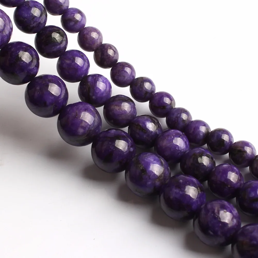 Purple Charoite Loose Gemstone Round Beads 6mm 8mm 10mm 12mm 14mm 15/" Strand