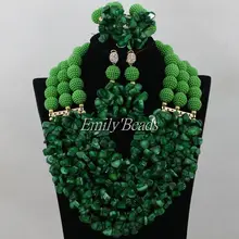 Нигерийский Зеленый Африканский Свадебный набор украшений для женщин на не сужающемся книзу массивном нигерийский Свадебный украшение с коралловыми бусинами комплект Новинка г., CJ493