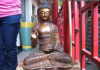 

fast shipping USPS to USA S0398 16" Tibet Buddhism Classic Copper Eight treasures Ru Lai Sakyamuni Buddha Statue