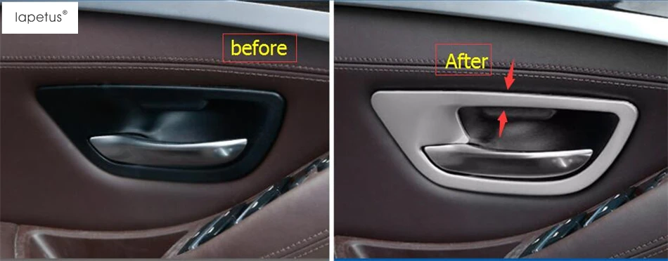 

Lapetus Accessories Fit For BMW 5 Series 520i 525i 530i F10 F18 2011 - 2016 Inner Doorknob Handle Bowl Molding Cover Kit Trim