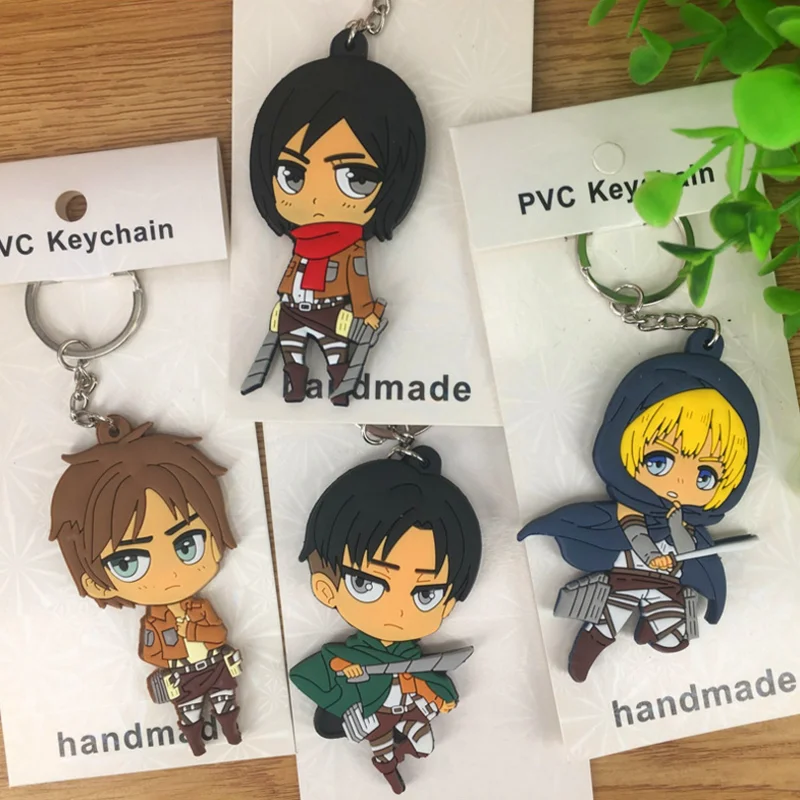 4 шт./компл. новая атака на Титанов Mikasa Ackerman Rivaille Eren Jaeger Armin Arlart ПВХ Брелок фигурка