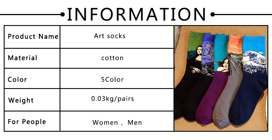 10-unids-5-par-lote-moda-mujeres-retro-hombres-pintura-Mona-Lisa-arte-Calcetines-respirables-c1