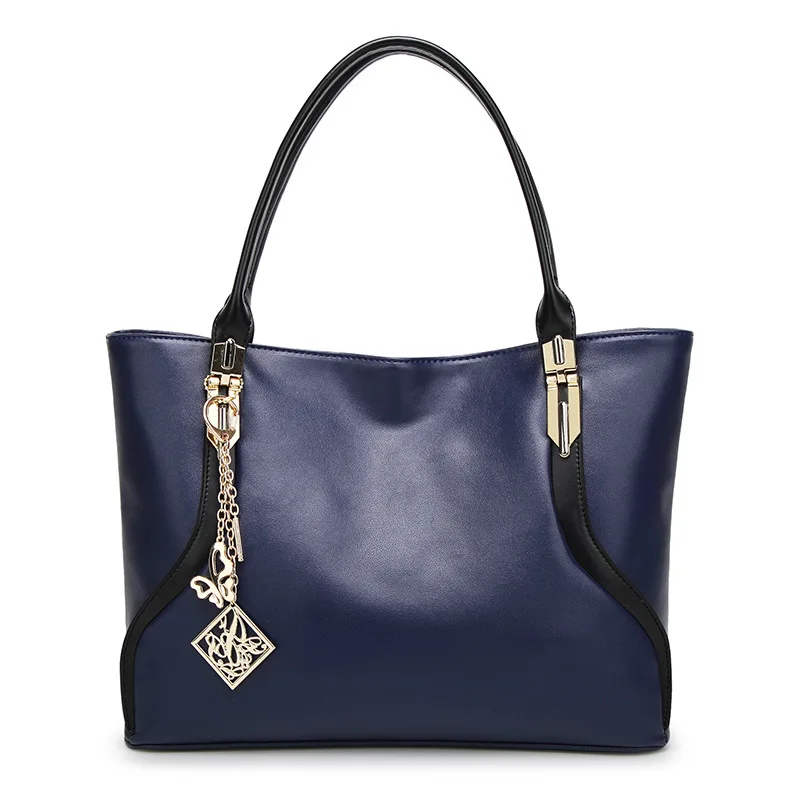 

Women Bags Large Tote Bag PU Leather Female Fashion Shoulder Bag With Pendant Black Red Handbag For Office Lady Bolsas Feminina