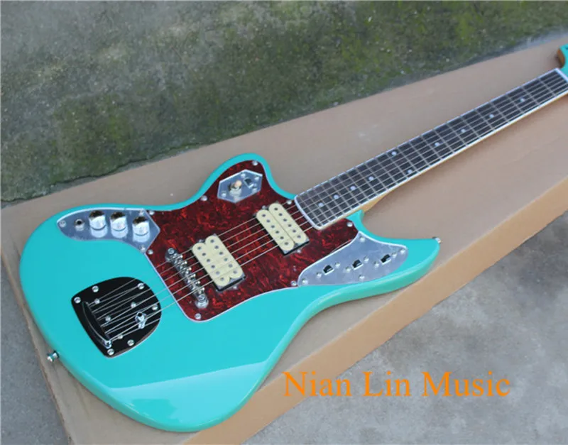 

6-String Electric Guitar,Left-hand Version,Blue Color Body,2 Open Pickups,Red Pearl Pickgaurd and can be Customized