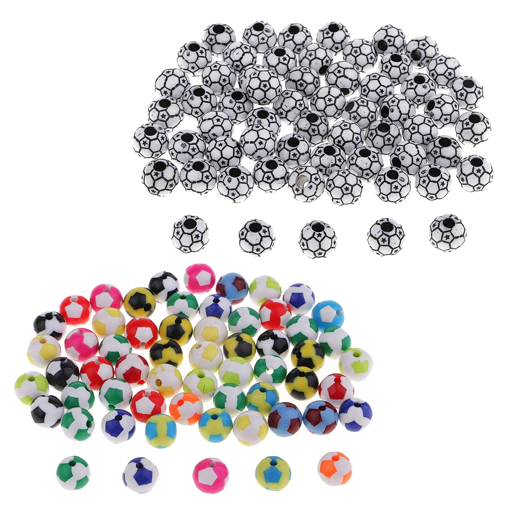 60pcs 12mm Soccer Ball Beads Fit European Charm Bracelet Jewelry DIY Findings Crafts Wholesale