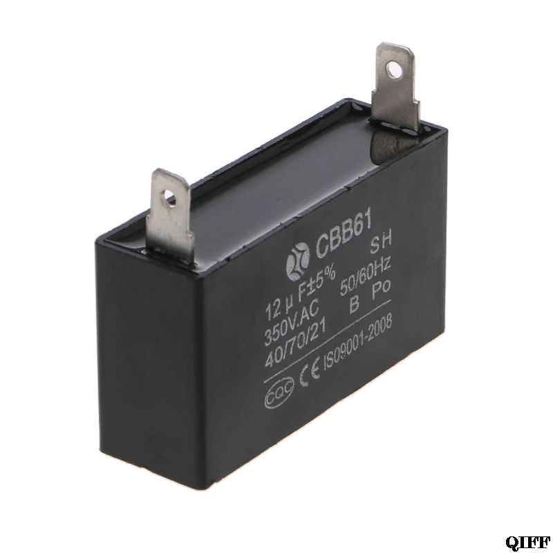& Black 12uF Generator Capacitor Generator CBB61 12uF 50/60Hz 350VAC Fan Motor APR29