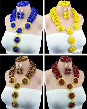 

2016 Elegant African Costume Jewellry Set Nigerian Wedding Bridal Beads Jewelry Set African Jewelry Set Free Shipping