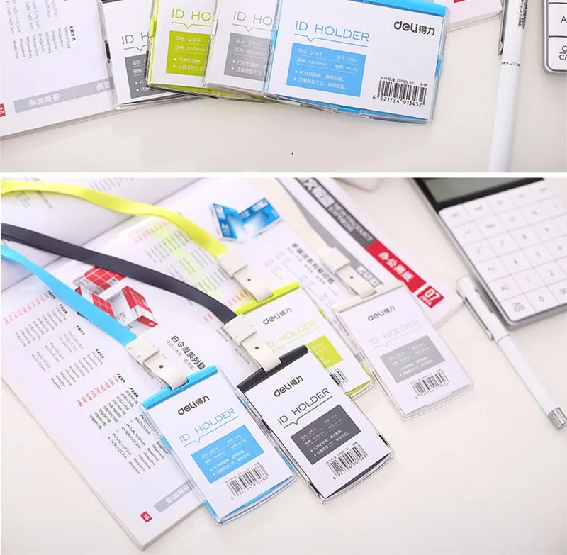 2PCSSet Plastic ID Badge Holder Accessories Horizontal Credit Card Bus Cards Work card Tag lanyard Papelaria Office Supplies 8
