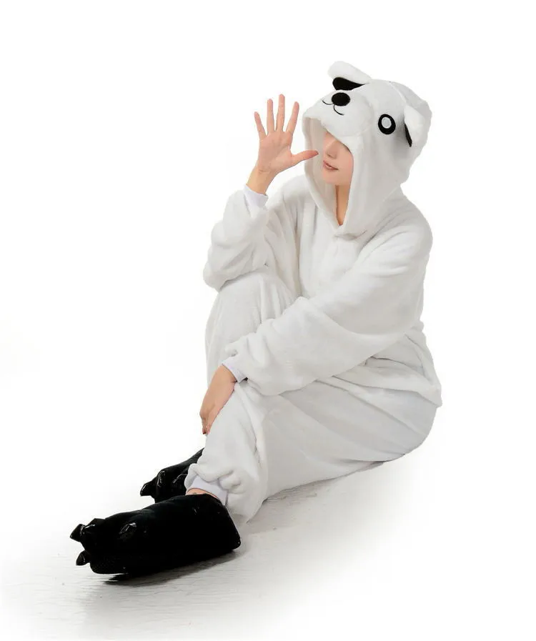 Новинка, верхняя одежда для детей с рисунком, взрослые один размер белый полярный медведь Kigurums пижамы унисекс на Хэллоуин для рождественской вечеринки пижама в виде костюм Косплея
