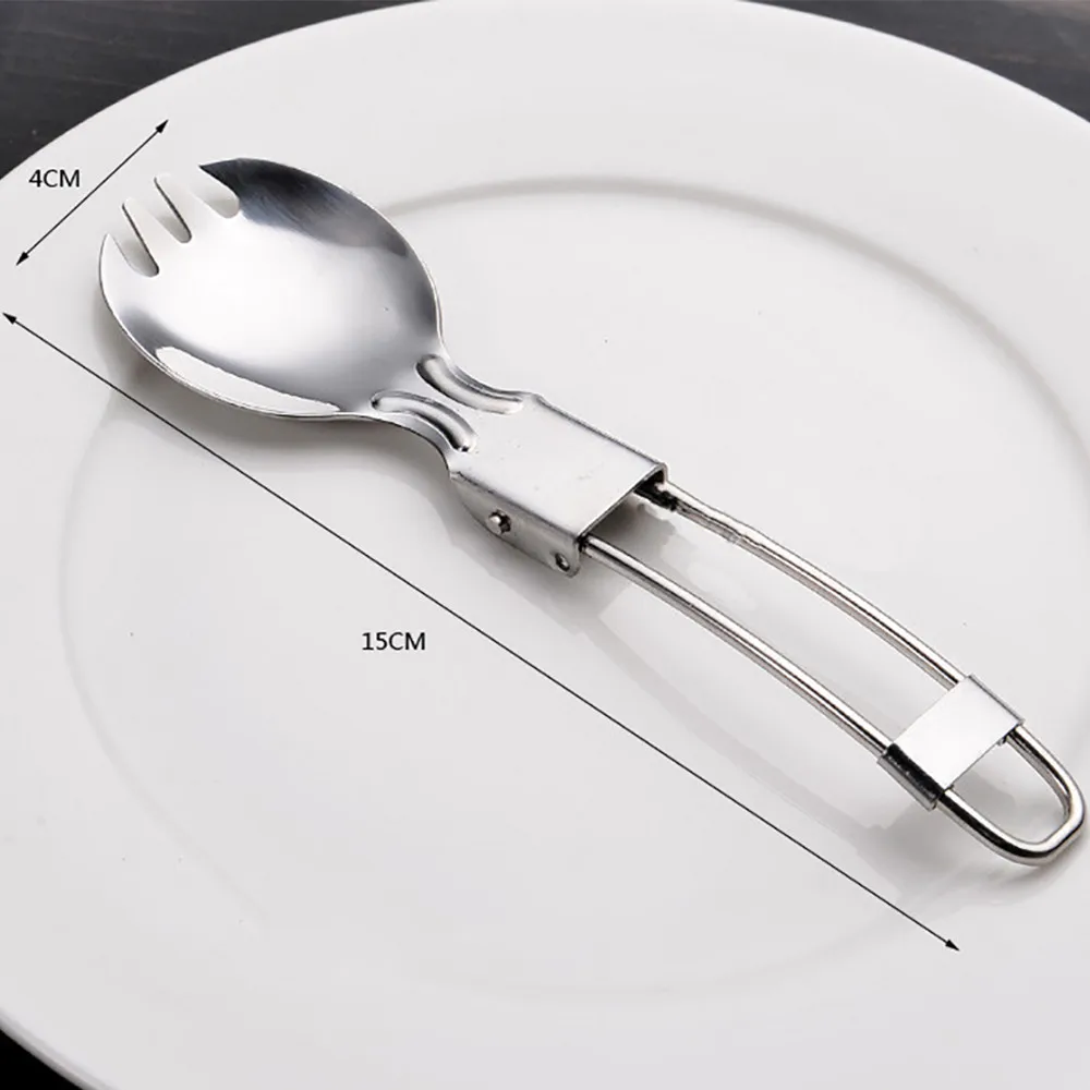 Нержавеющая сталь открытый обеденный удобный складной посуда Серебряная вилка ложка кухонный гаджет