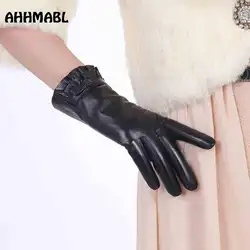 Высокое качество Элегантные Для женщин кожаные перчатки из натуральной овечьей кожи осень на весну и зиму Термальность Горячие Мода
