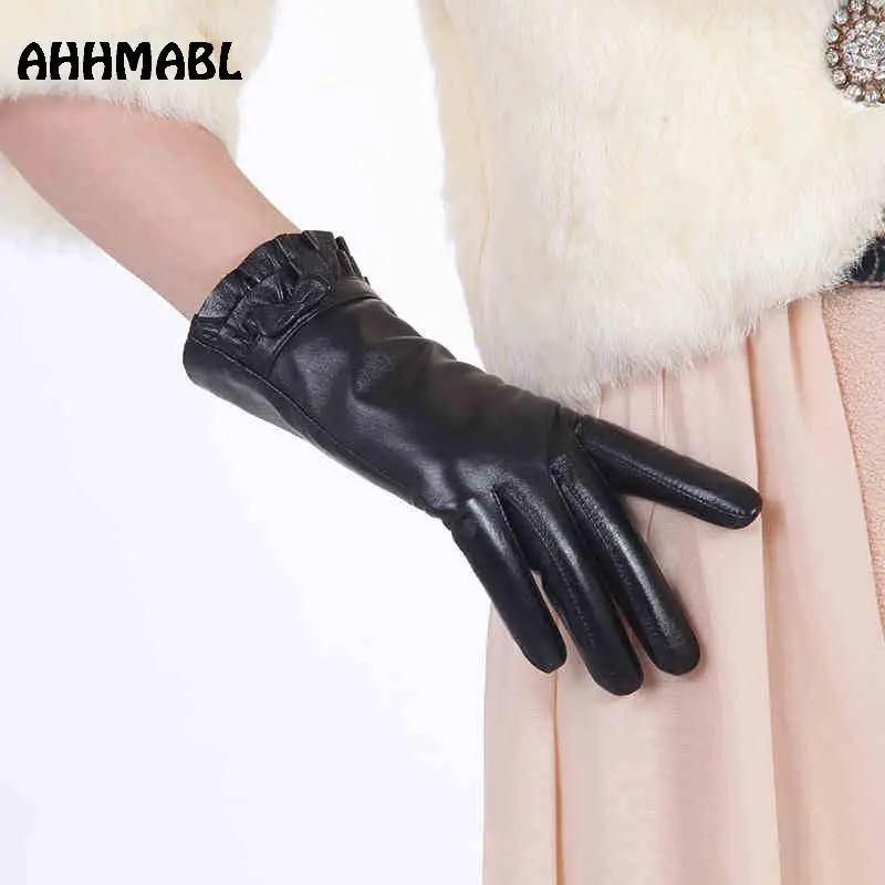 

High Quality Elegant Women Leather Gloves Genuine Lambskin Leather Autumn Spring Winter Thermal Hot Trendy Female Glove G568