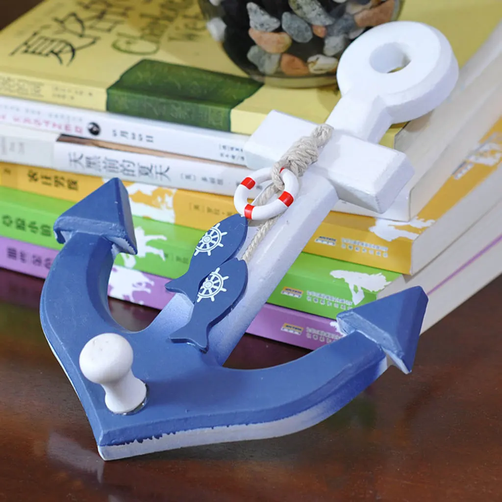 Maritime Deco Wood Anchor, Hanging Wall Hooks Hook, Wall Mount For Nursery Wall Decor