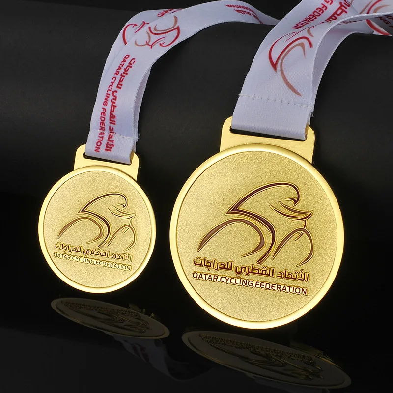 Индивидуальные золотые, серебряные и бронзовые медали Горячая продвижение гальванизированная медаль из цинкового сплава с лентой