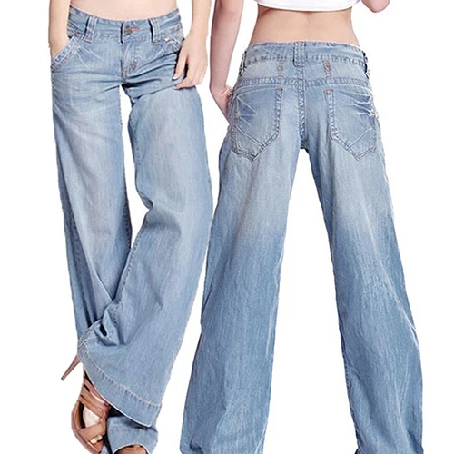 Новое поступление Женские Модные Узкие темпераментные повседневные винтажные широкие джинсы расклешенные брюки