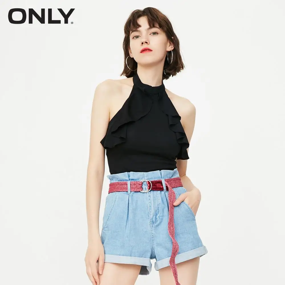 

ONLY Summer Women's High-rise Bud Rolled Denim Shorts |118343502