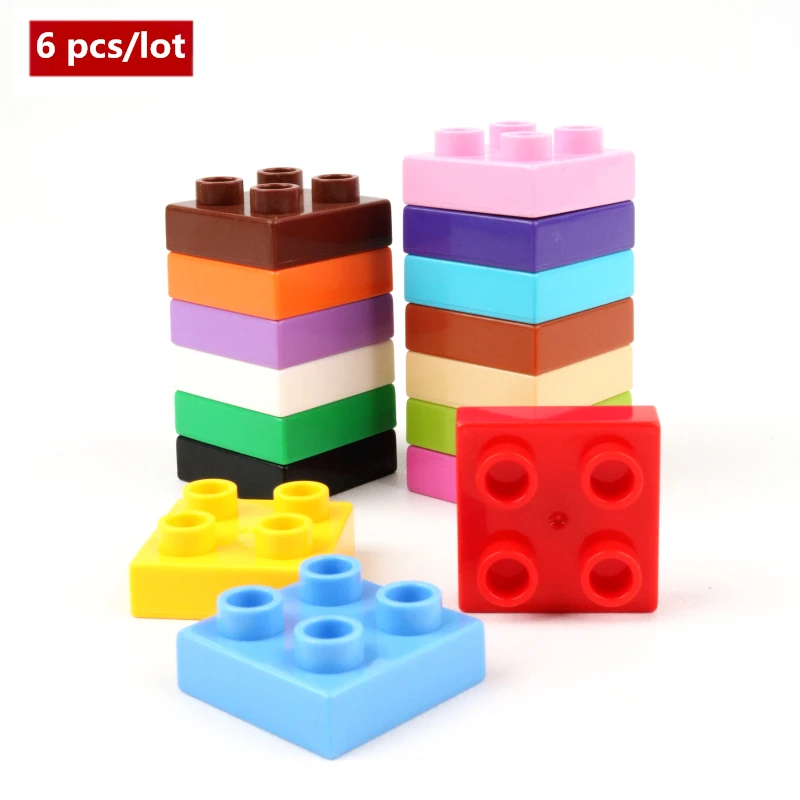 Diy 6 шт./лот 2X2dots Duploe тонкие кирпичи крупные частицы строительные блоки аксессуар