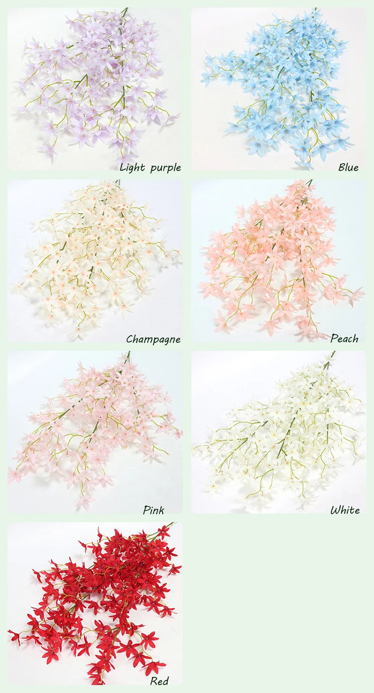 JAROWN Artificial Encryption Cherry blossoms Wedding Arrangement Orchid Simulation Clove Orchid Home Party Decor Fake Flowers (23)