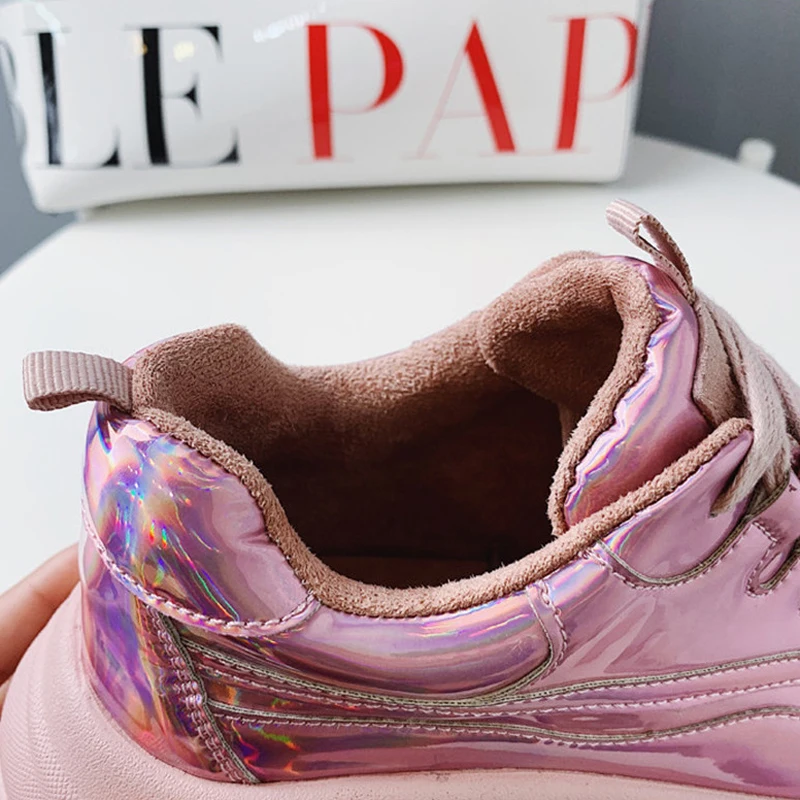 2019 Spring Autumn Shoes Women Platform Shoes Lady Lace Up Casual Shoe Creepers Harajuku Punk Sneakers Girl Female Silver Shoes (8)