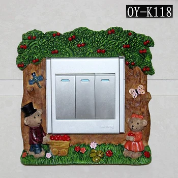 

European small frame resin paste of modern living room wall sticker biswitch set socket protective cover